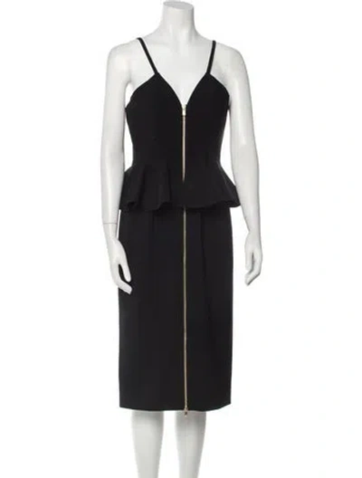 Pre-owned Prabal Gurung V-neck Midi Length Dress W/ Tags In Black