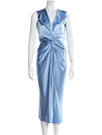 Pre-owned Prabal Gurung V-neck Midi Length Dress W/ Tags In Blue