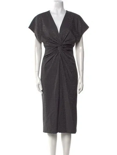 Pre-owned Prabal Gurung V-neck Midi Length Dress W/ Tags In Gray