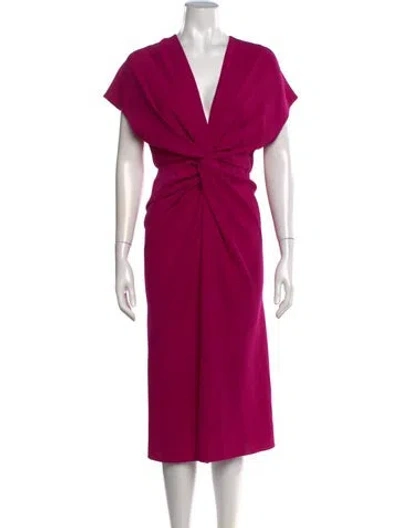 Pre-owned Prabal Gurung V-neck Midi Length Dress W/ Tags In Pink