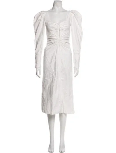 Pre-owned Prabal Gurung V-neck Midi Length Dress In White