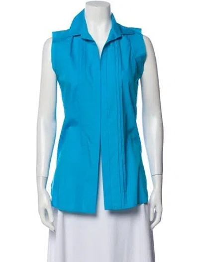 Pre-owned Prabal Gurung V-neck Sleeveless Blouse In Blue