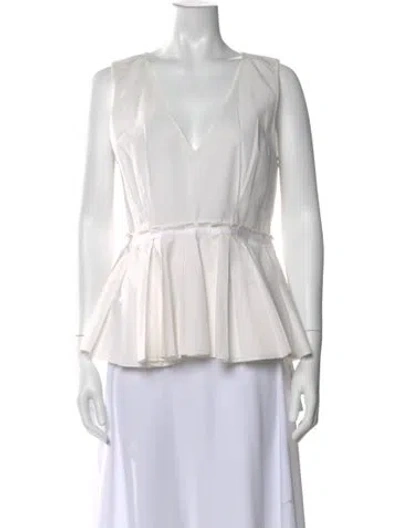 Pre-owned Prabal Gurung V-neck Sleeveless Blouse In White
