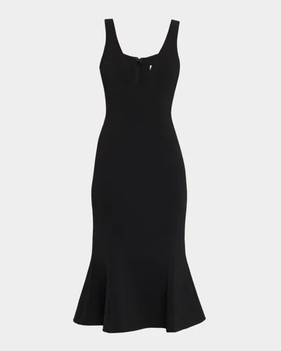 Prabal Gurung V-neck Sleeveless Flounce Hem Dress In Black
