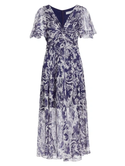 Prabal Gurung Women's Abstract Twist-front Midi-dress In Indigo White