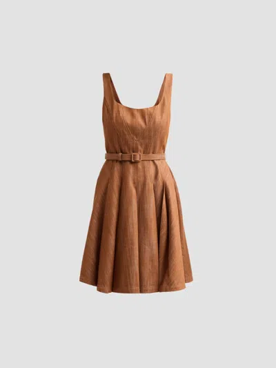 Prabal Gurung Women's Denim Belted Dress In Brown