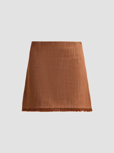 Prabal Gurung Women's Denim Fringe Miniskirt In Brown