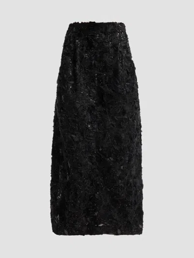 Prabal Gurung Embellished Deconstructed Organza Maxi Skirt In Black