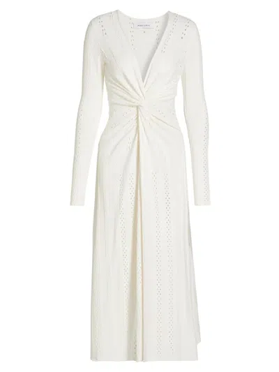 Prabal Gurung Women's Eyelet Twist-front Midi-dress In White