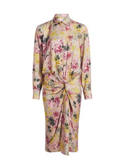 Prabal Gurung Women's Floral Satin Draped Shirtdress In Multi