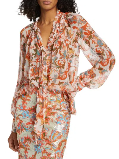 Prabal Gurung Women's Floral Tie-neck Poet Blouse In Multi