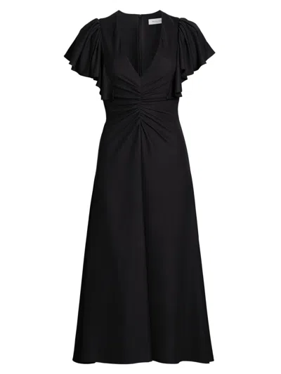 Prabal Gurung Women's Flutter-sleeve Ruched Midi-dress In Black