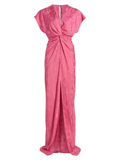Prabal Gurung Women's Jackie Floral Jacquard Twist-front Gown In Pink
