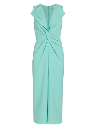 Prabal Gurung Collard Twist Front Midi Dress In Aqua