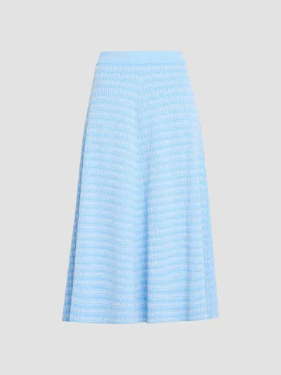Prabal Gurung Women's Rib-knit Cotton-blend Midi Skirt In Light Blue White