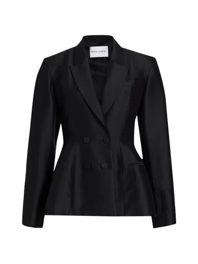 Prabal Gurung Women's Sculpted Silk-wool Double-breasted Blazer In Black