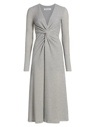 Prabal Gurung Women's Shimmer Twist Midi-dress In Silver