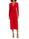 Prabal Gurung Women's Twist-front V-neck Midi-dress In Red