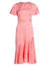 Prabal Gurung Women's Victoria Jacquard Flutter-sleeve Midi-dress In Pink