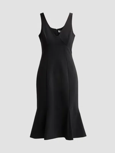 Prabal Gurung Women's V-neck Sleeveless Flounce Midi Dress In Black