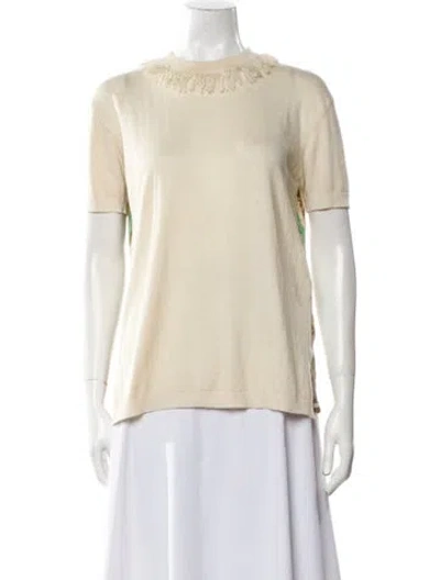 Pre-owned Prabal Gurung Wool Bateau Neckline T-shirt In Neutral