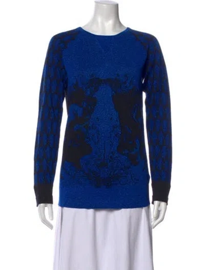 Pre-owned Prabal Gurung Wool Graphic Print Sweater In Blue/metallic