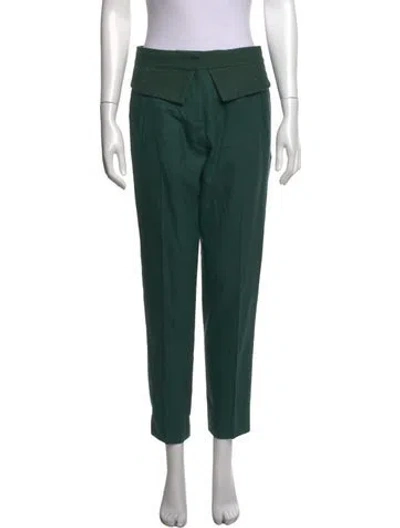 Pre-owned Prabal Gurung Wool Straight Leg Pants In Green