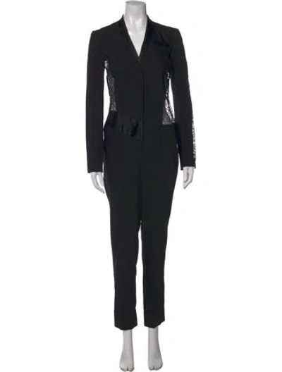 Pre-owned Prabal Gurung Wool V-neck Jumpsuit In Black