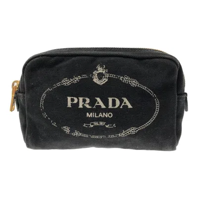 Prada - Canvas Clutch Bag () In Black