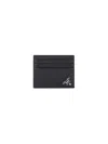 Prada Textured Black Cardholder With Triangular Logo In Black