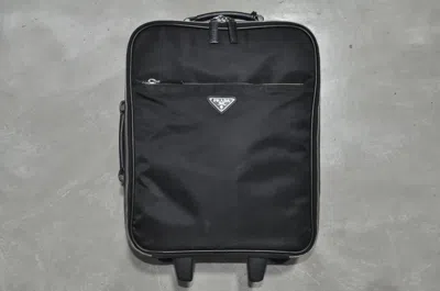 Pre-owned Prada - S/s 10 - Saffiano-trimmed Tessuto Trolley In Black