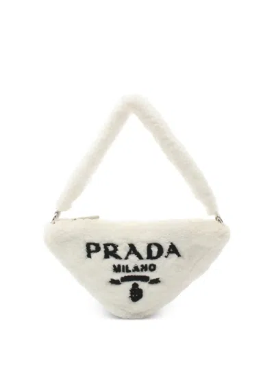 Pre-owned Prada 00's Terry-cloth Tote Bag In White