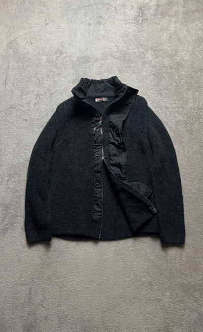 Pre-owned Prada 00s  Virgin Wool Nylon Zip Jacket Ysl Gucci Tom Ford In Gray