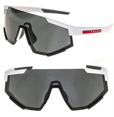 Pre-owned Prada 04w Linea Rossa Impavid Sport Sunglasses White Pilot Wrap Unisex Ps04ws In Gray