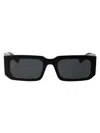 Prada Symbole Rectangle-frame Sunglasses In 09q5s0 Black/white