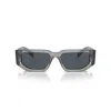 Prada Triangle-logo Rectangle-frame Sunglasses In Gray