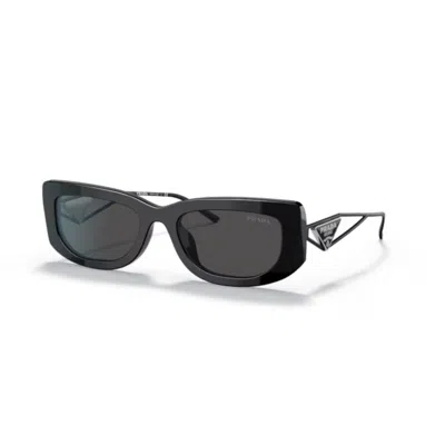 Prada 0pr 14ys Rectangular Acetate Sunglasses In Black