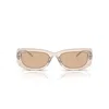 Prada 0pr 14ys Translucent Acetate Rectangular Sunglasses In Brown