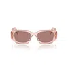 Prada Womens Pink Pr 17ws Rectangular-frame Acetate Sunglasses In Pink