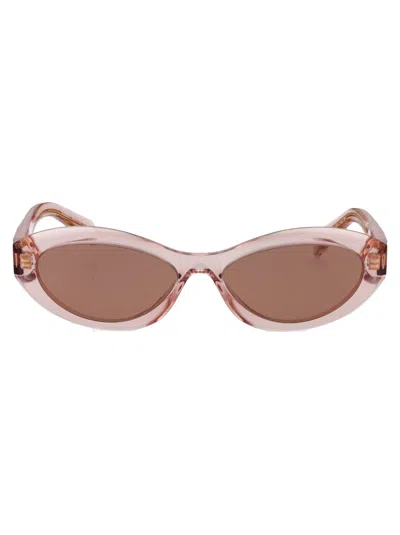 Prada Acetate Transparent Peach Sunglasses In Brown