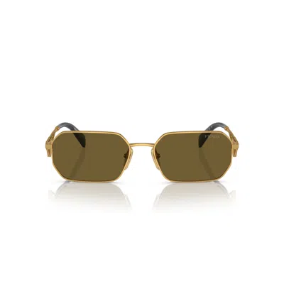 Prada 0pr A51s Geometric Gold Metal Frame Sunglasses In Green
