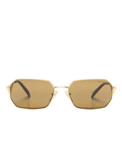Prada 0pr A51s Hexagonal-frame Sunglasses In Gold