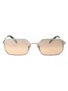 Prada Metal Rectangular Sunglasses In 1bc8j1 Pale Gold