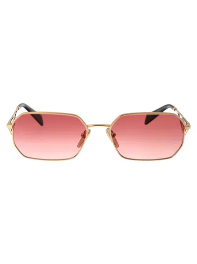 Prada Womens Gold Pr A51s Irregular-frame Metal Sunglasses In Pink