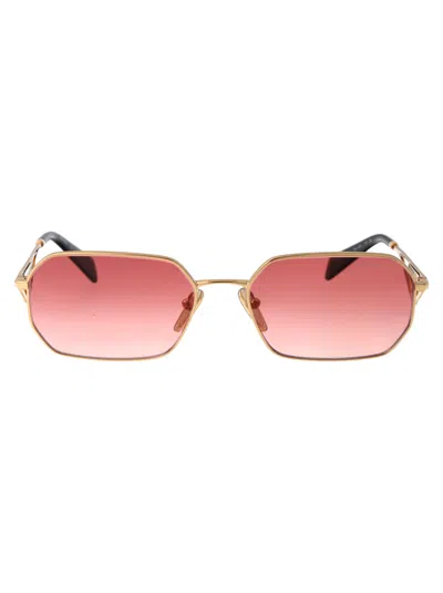 Prada Womens Gold Pr A51s Irregular-frame Metal Sunglasses