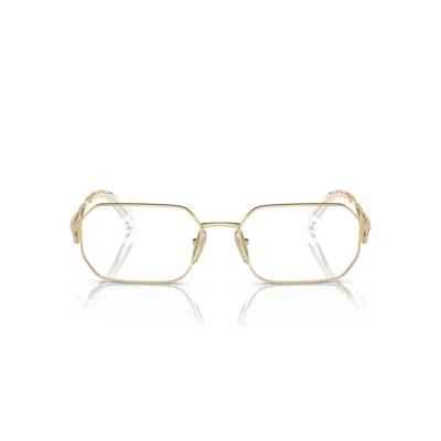 Prada 0pr A53v Geometric Rectangular Metal Sunglasses In Gold
