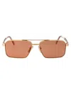 Prada Logo-engraved Rectangle-frame Sunglasses In 5ak07v Gold
