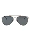 Prada Double-bridge Pilot-frame Sunglasses In 1bc175 Silver
