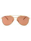 Prada Engraved Logo Pilot-frame Sunglasses In 5ak07v Gold