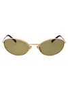 Prada Round Metal Sunglasses In 5ak70g Gold